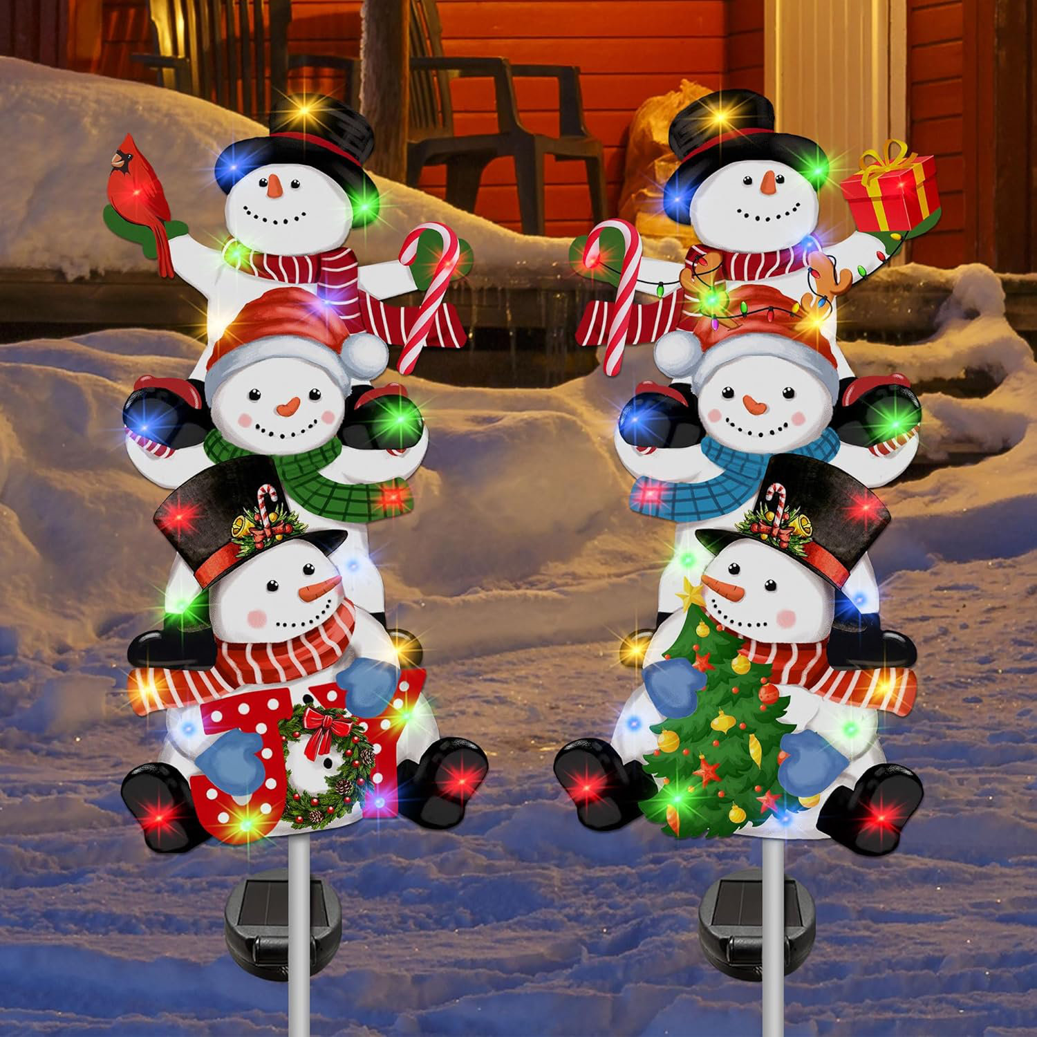 Alcott Hill Christmas Decorations Outdoor Snowman Christmas Decorations Outside 41 Inches Solar Christmas Metal Yard Stake Lights Christmas Stakes Lights for Yard Garden Lawn Decor Wayfair